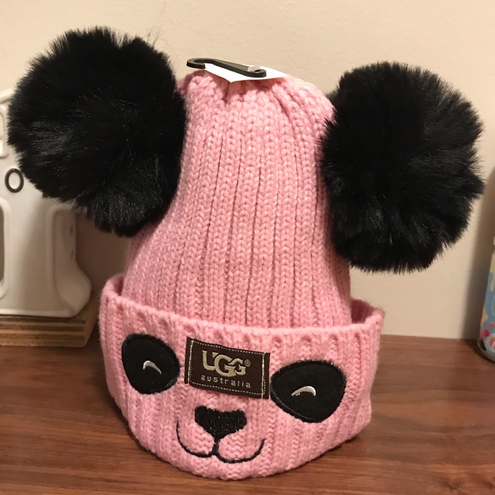 Girls Boys Winter Hat Kids Pom Beanie Hat rose/black